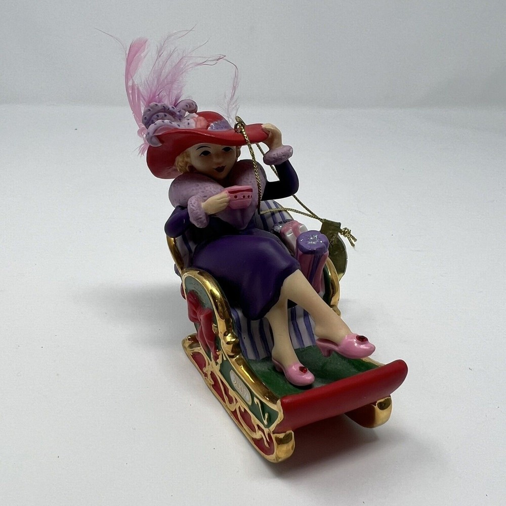 Danbury Mint 2007 Red Hat Society Christmas Ornament Winter Sleigh